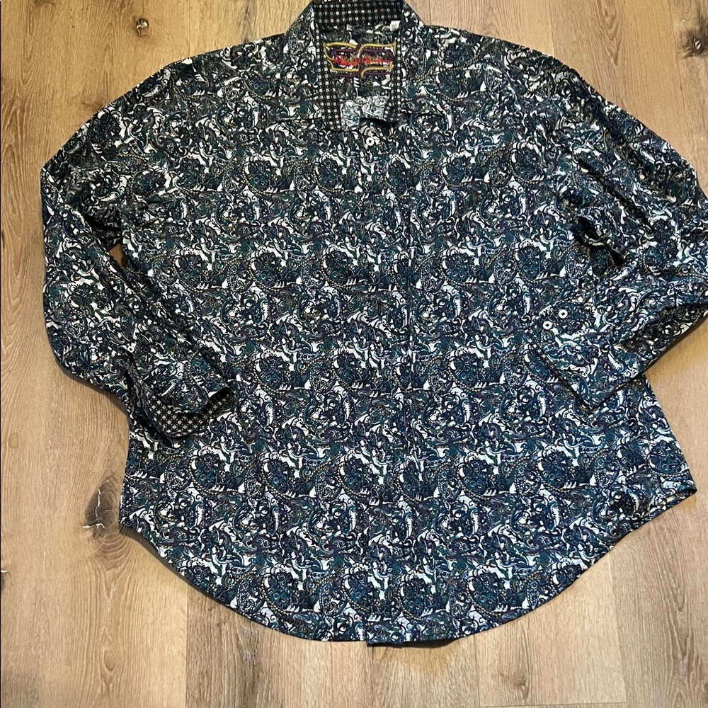 Robert Graham Men's Paisley Print Dress Shirt in Navy, Teal, White
